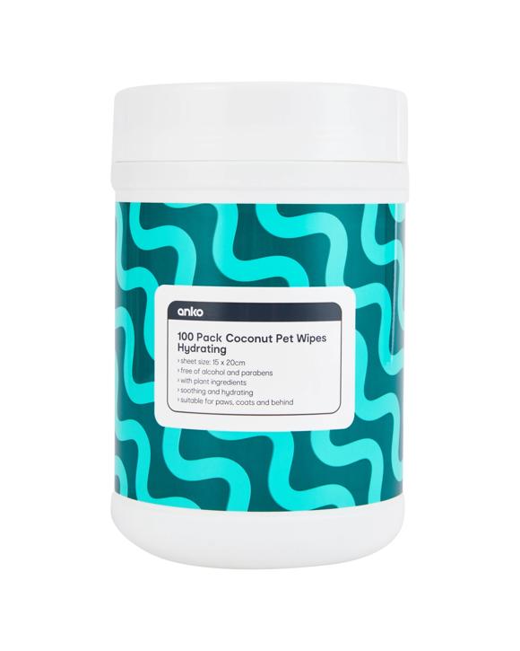 100 Pack Coconut Pet Wipes (Hydrating)