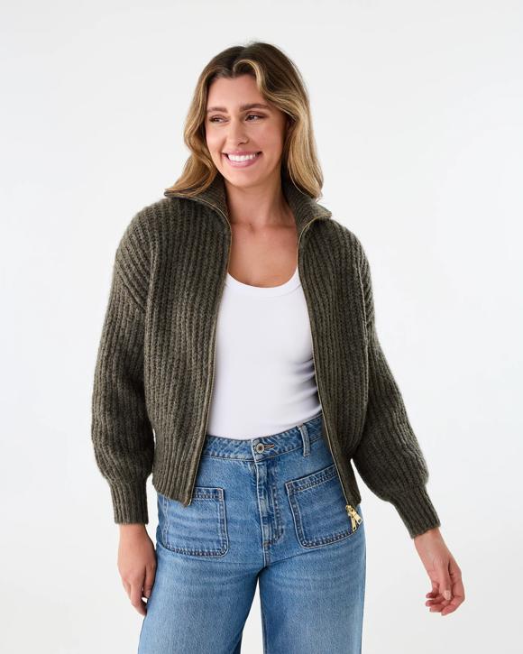 Fisherman Rib Knit Bomber