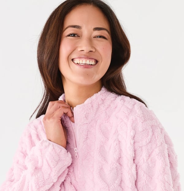 1/4 zip fleece PJ set. Sizes: 06-22. $30ea.
