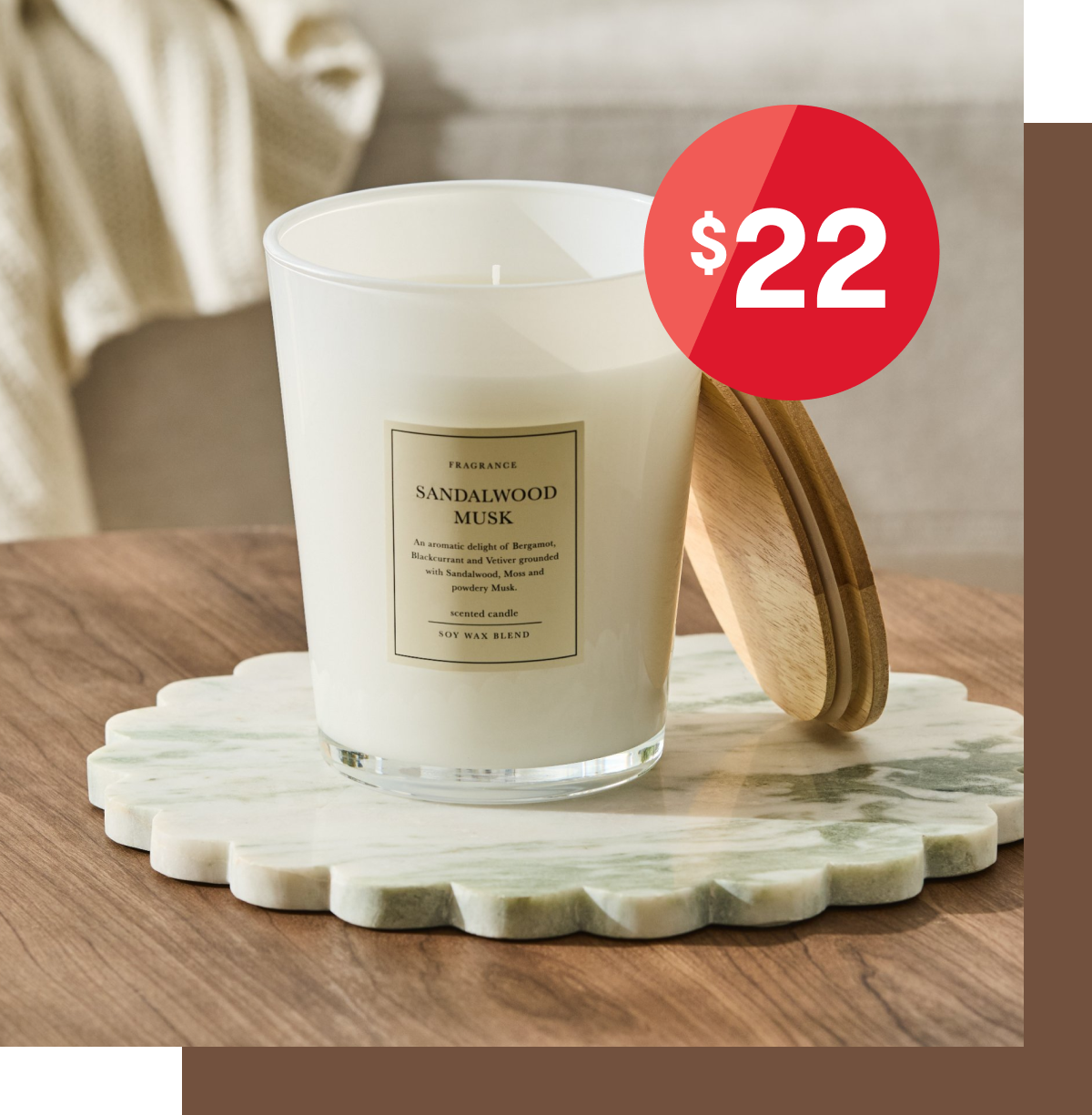 XL sandalwood musk candle $22.