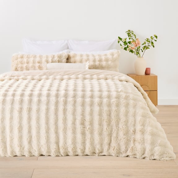 Faux fur QB quilt cover set $65.