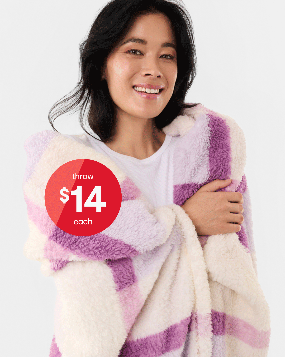 Check Teddy Fleece Throw - Orchid