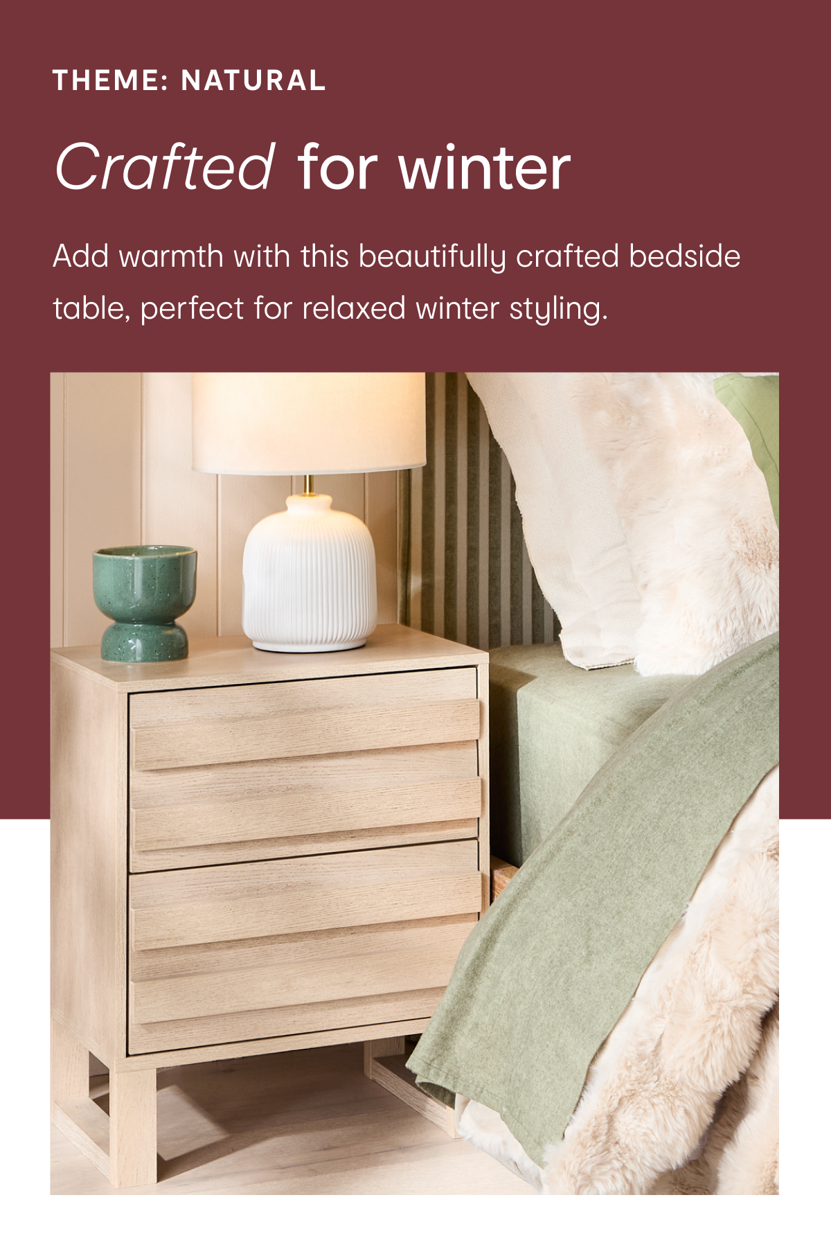 Sadie two drawer bedside table $59.