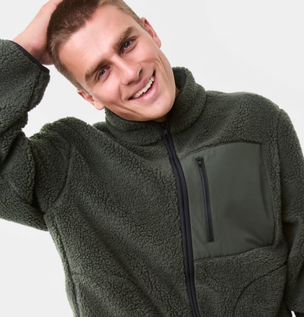 Oversized sherpa jacket. Sizes: S-3XL. $45.