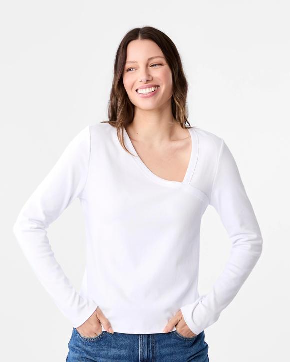 Long Sleeve Asymmetric Neck Top