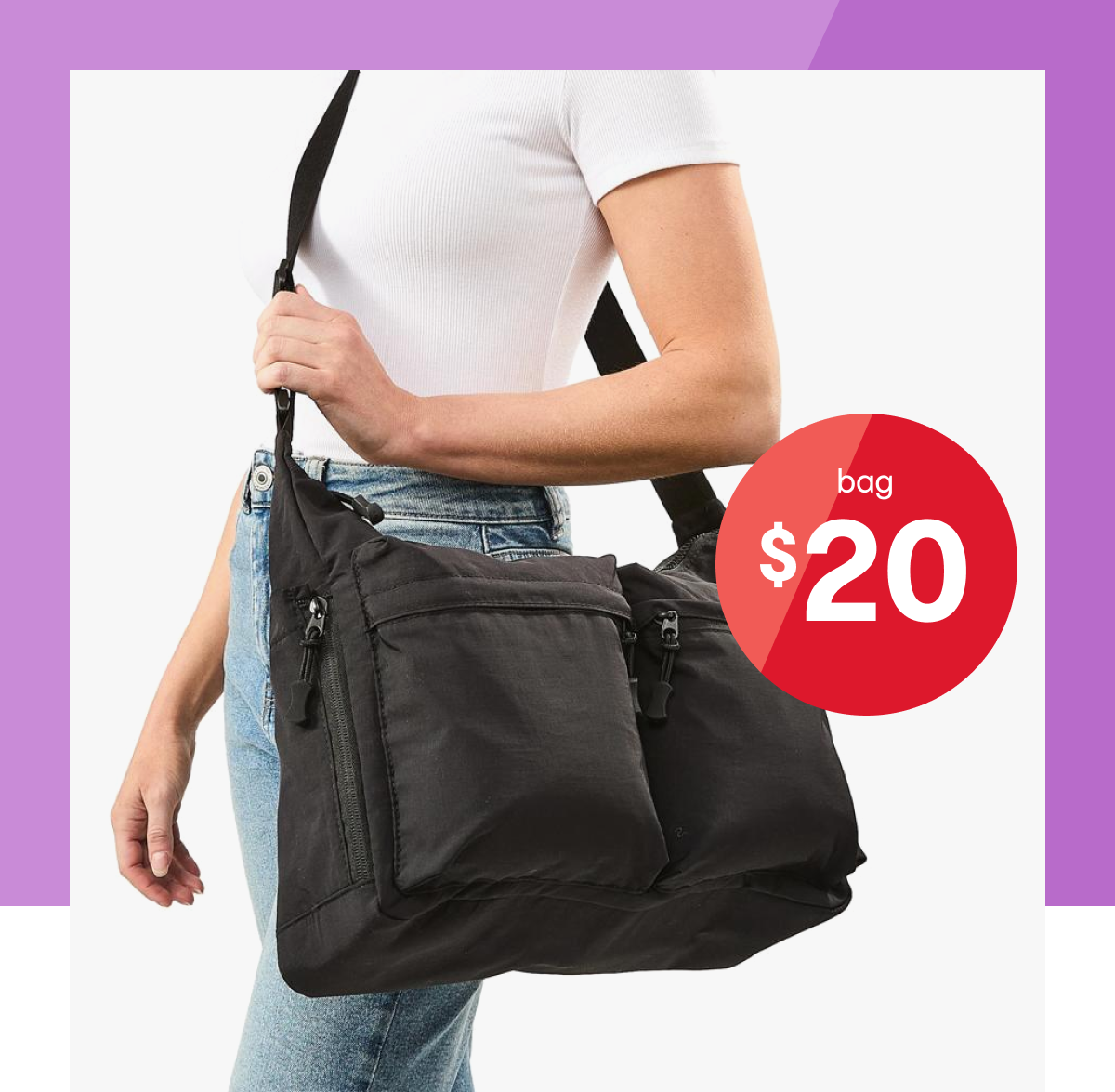Multi pocket sling bag $20.