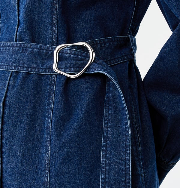 Denim belted midi. Sizes: 6-20. $49.