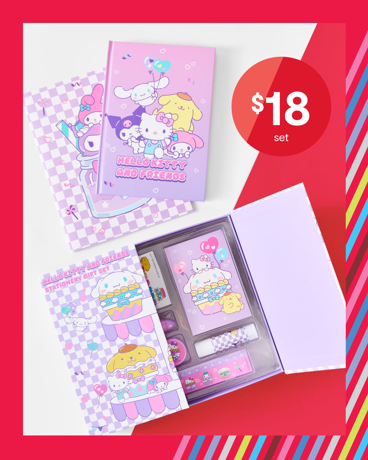18 piece Hello Kitty and Friends stationery gift set $18.