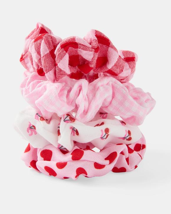 4 Pack Hair Scrunchies - Cherry
