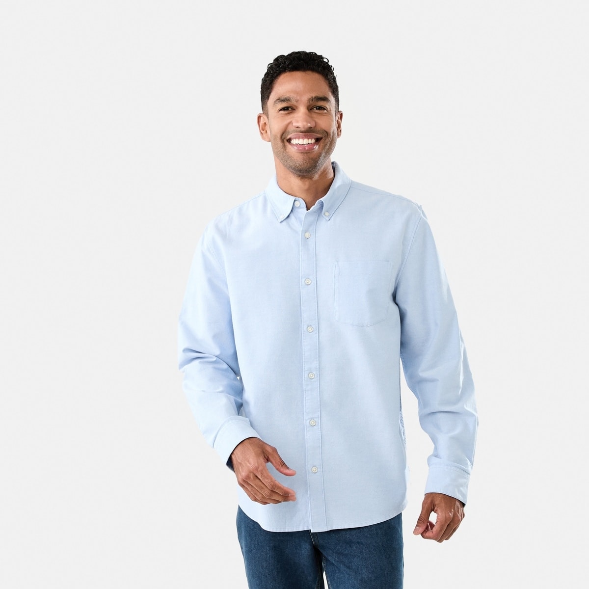 Long Sleeve Oxford Shirt-Blu LightM