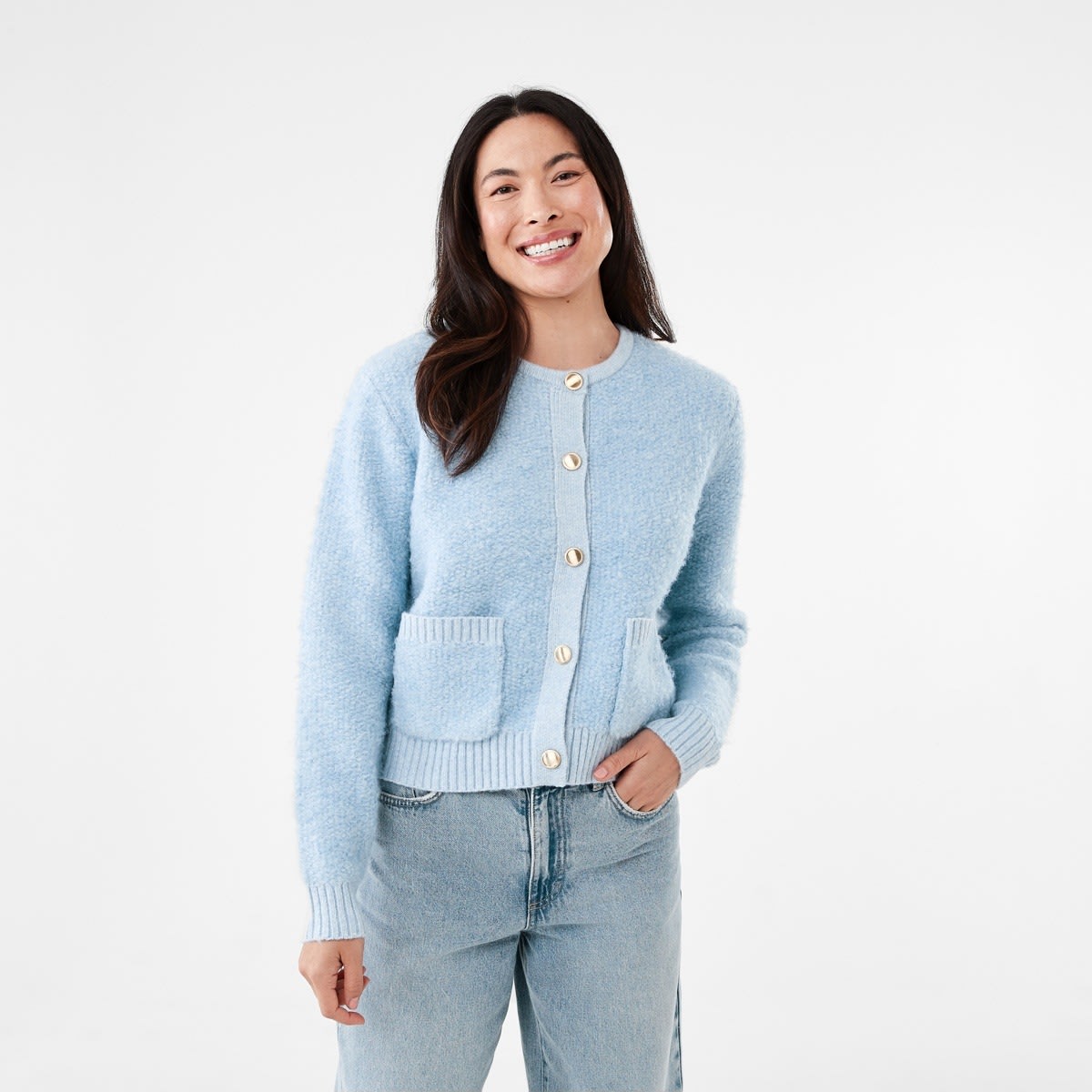 Pocket Textured Cardigan-Skyway10