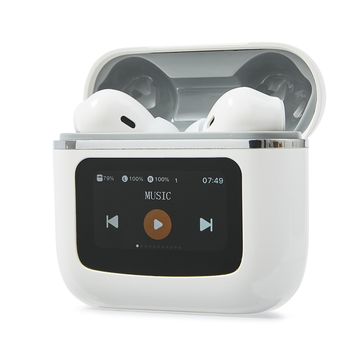 True Wireless ANC Earbuds with LCD - White