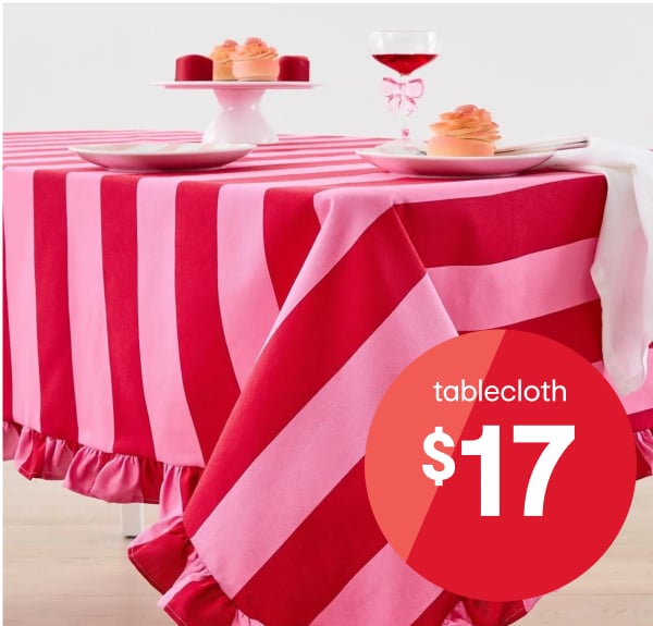 Pink/Red Stripe Extra Large Tablecloth