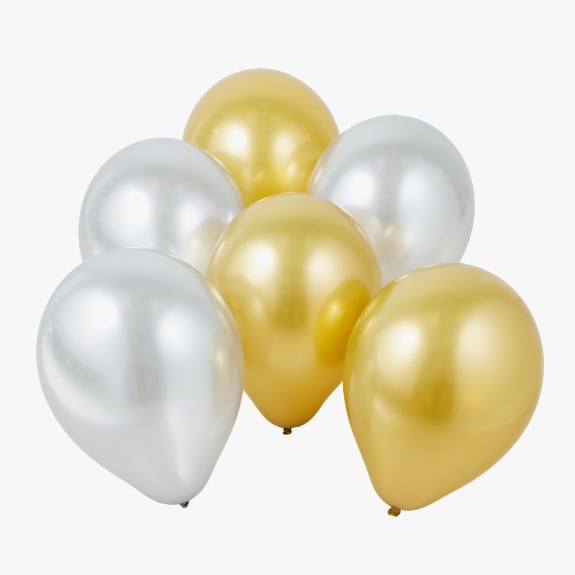 12 pack gold and silver (chrome balloons $2.50.