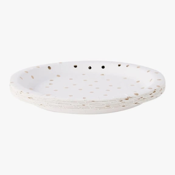 16 pack gold dot paper plates $3.