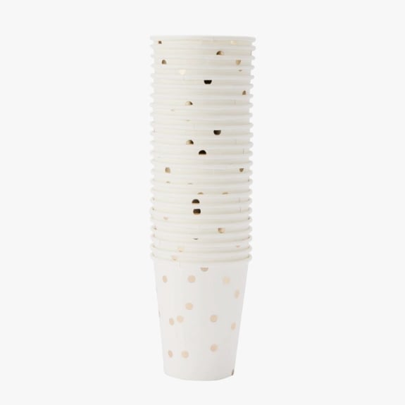 24 pack gold dot paper cups $3.50.