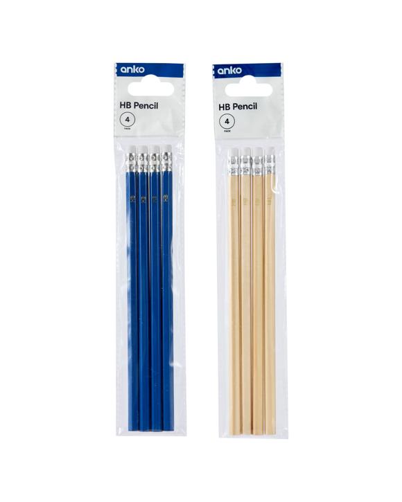 4 Pack HB Pencil - Assorted