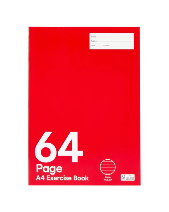 A4 Exercise Book - 64 Pages, Red