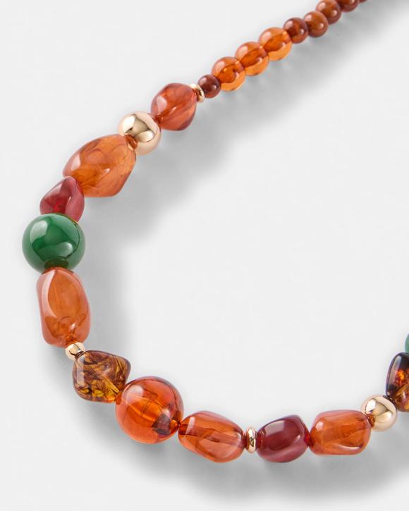 Graduated Bead Necklace - Brown