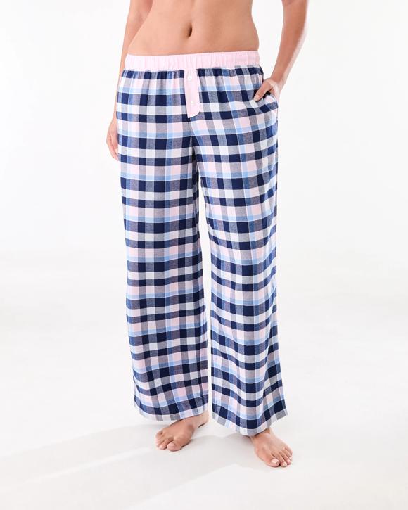 Boyfriend Contrast Waistband Flannel Pants