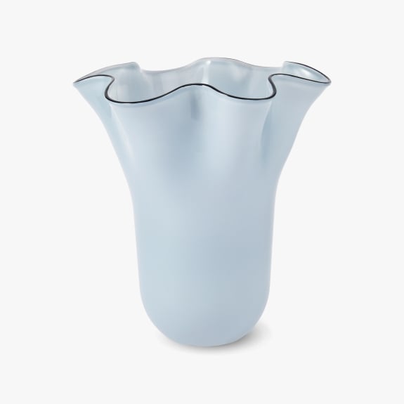 Ruffle blue glass vase $17.