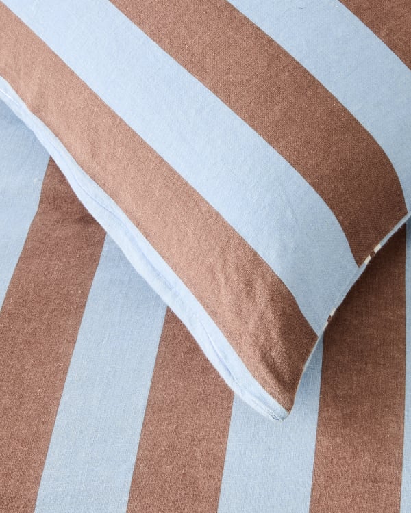 Reversible linen cotton stripe quilt cover set QB $62.