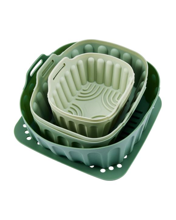Set of 6 Silicone Air Fryer Trays - Green