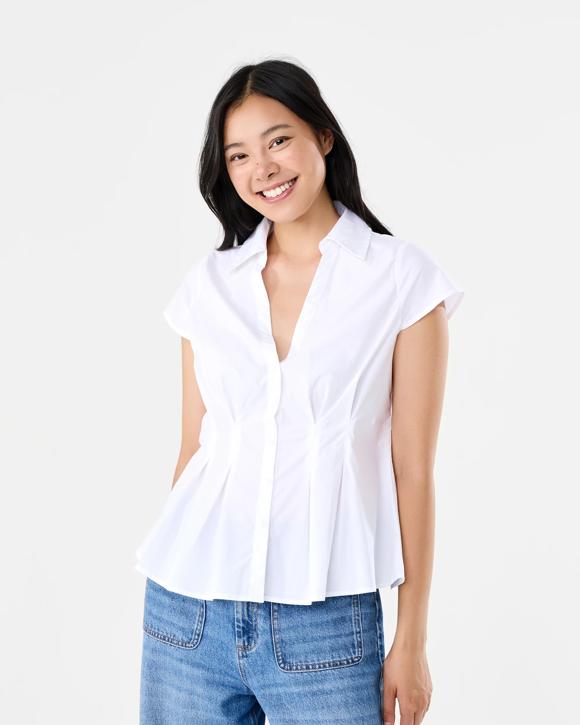 Short Sleeve Pleat Detail Shirt