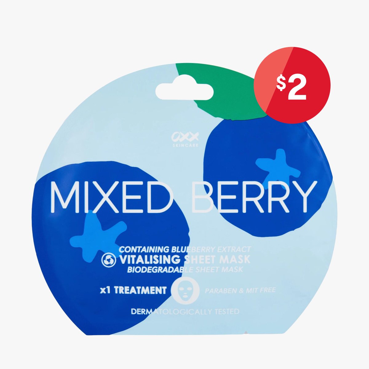 OXX Skincare Mixed Berry Vitalising Sheet Mask - Blueberry Extract