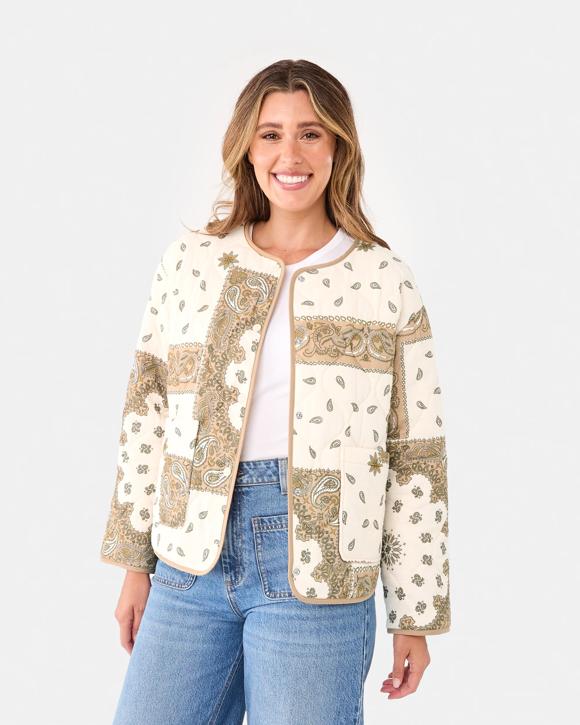 Printed Quilted Bomber Jacket