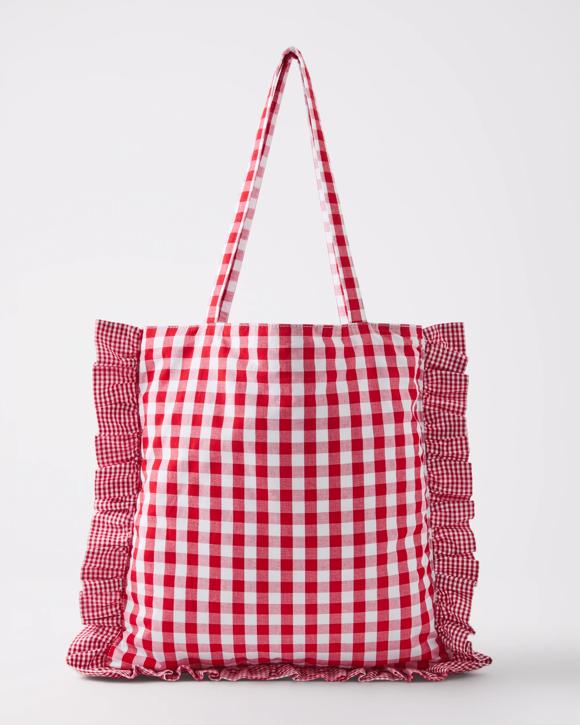 Fabric Ruffle Tote Bag