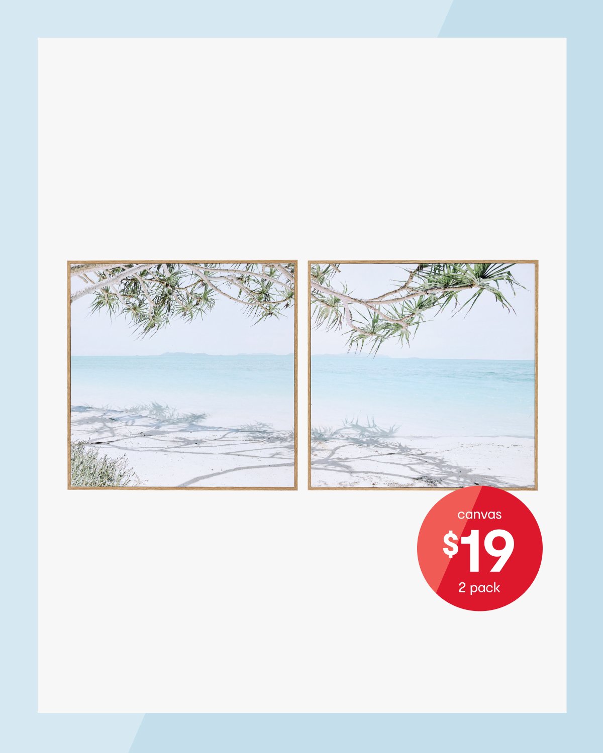 2 pack beach framed canvas $19.