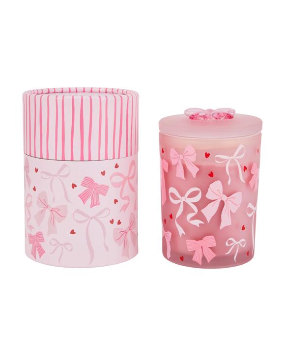 Pink Glass Bow Candle