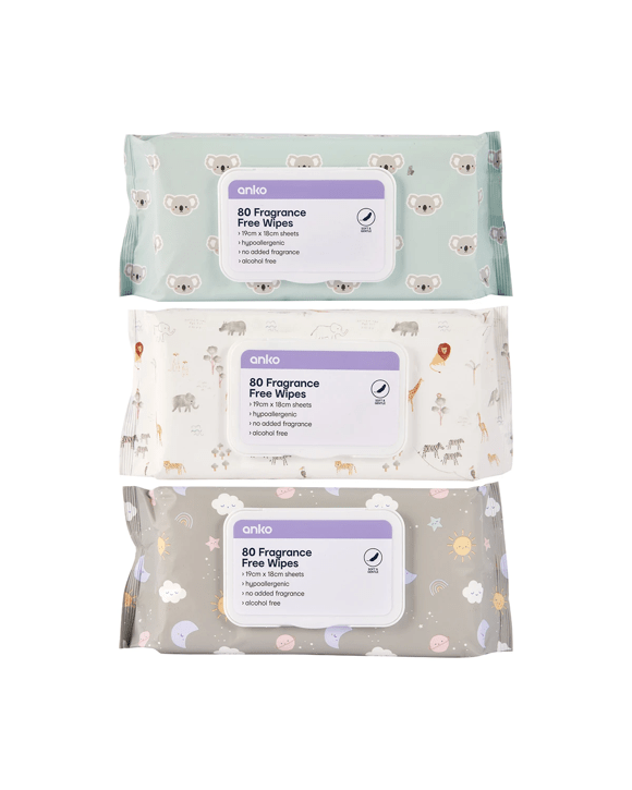 80 Pack Fragrance Free Wipes - Assorted
