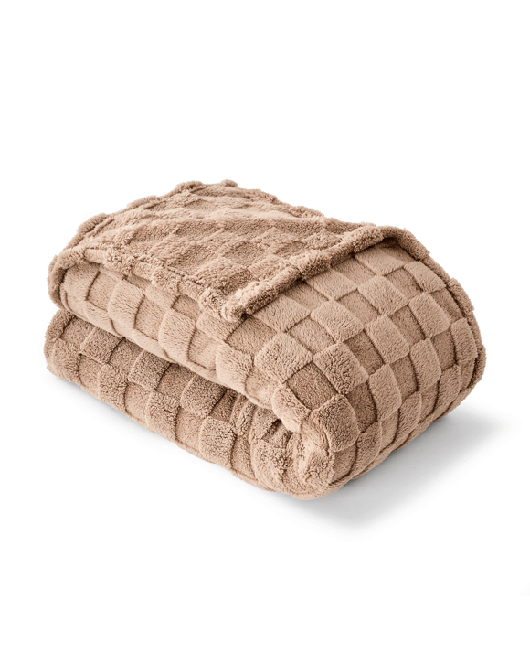 Check Jacquard Blanket - Queen/King Bed, Mocha