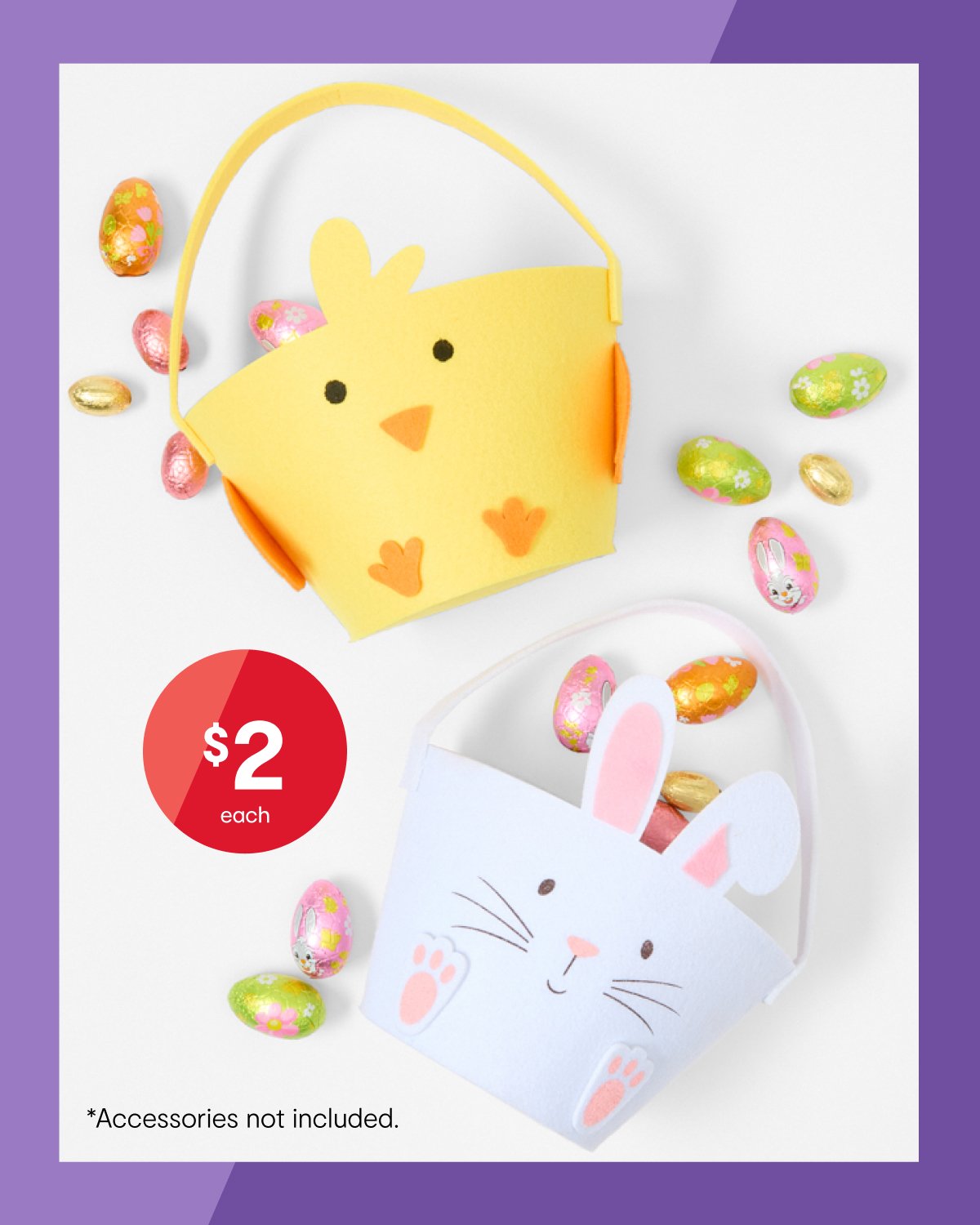 Bunny or Chicken felt baskets $2ea.