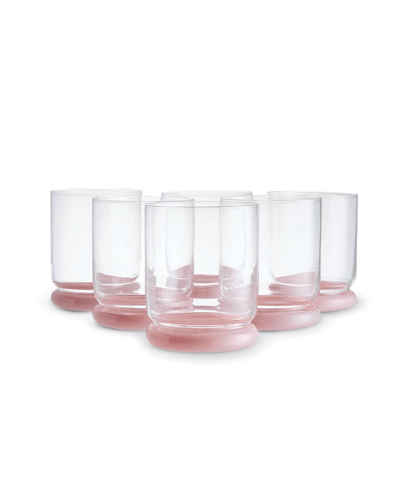6 Pink Bubble Tumbler Glasses