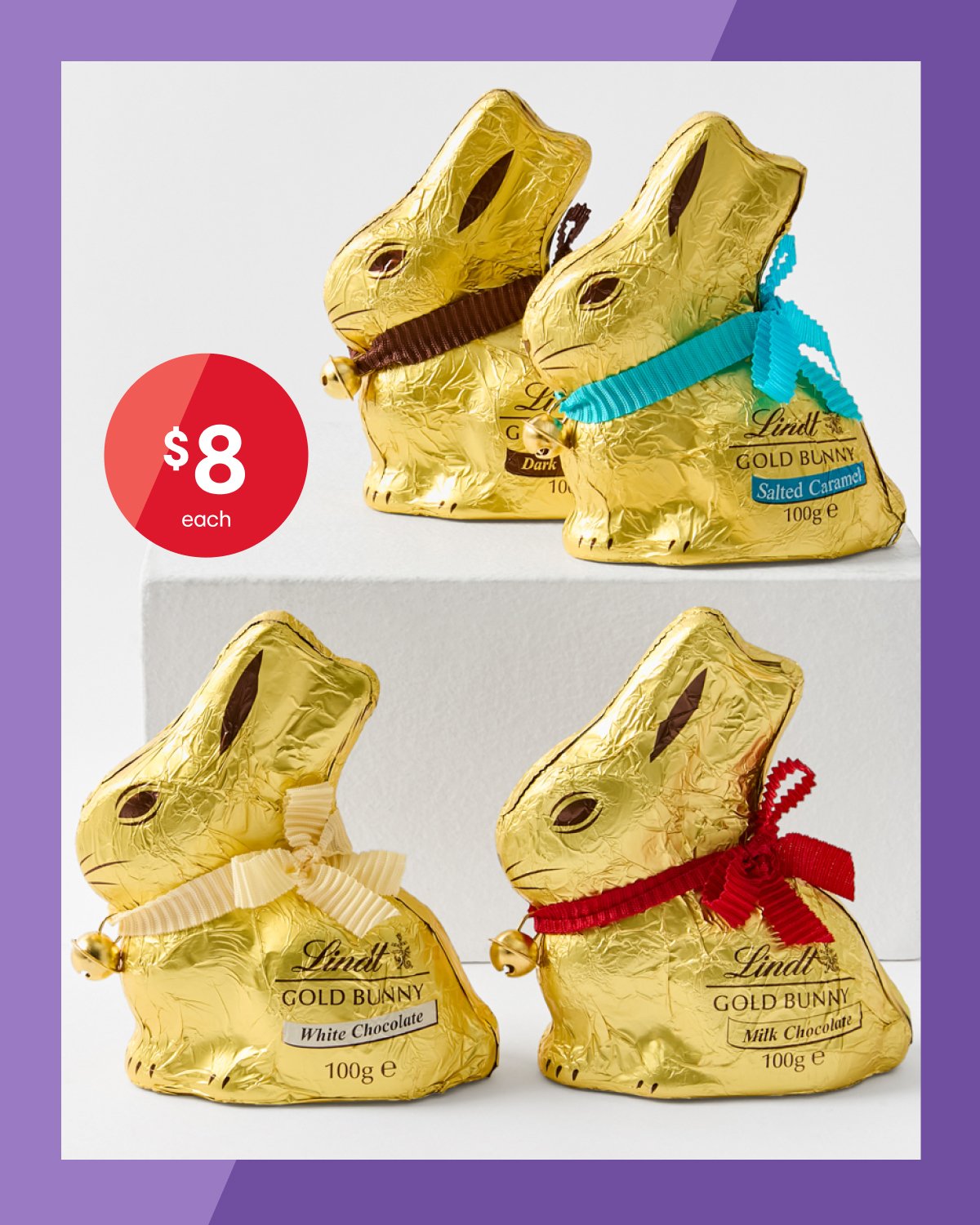 Lindt Gold Bunny varieties 100g $8ea.