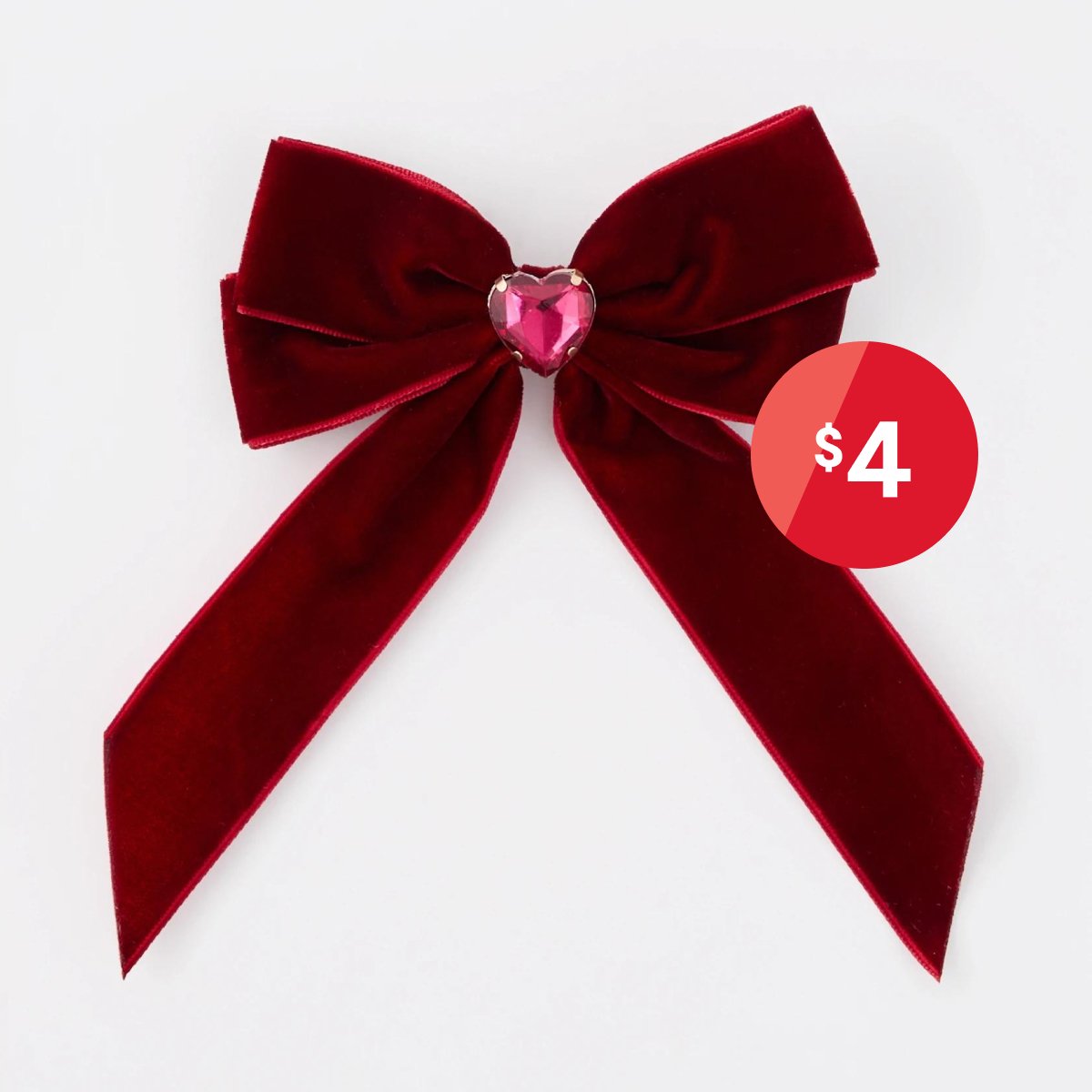 Red Velour Bow Hair Clip