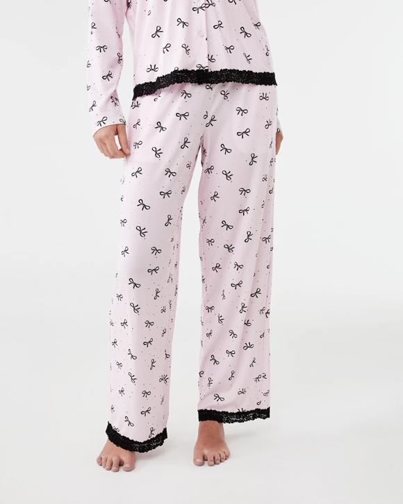 Viscose Rib Lace Trim Pants