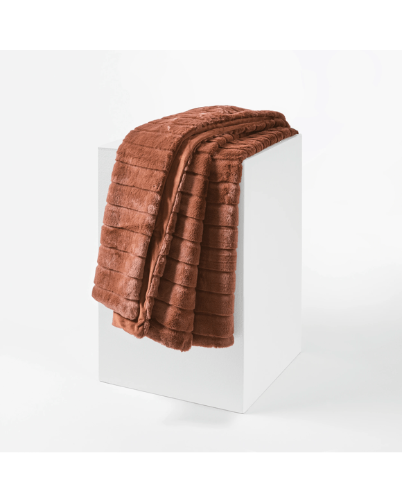 Faux Fur Stripe Throw - Chocolate