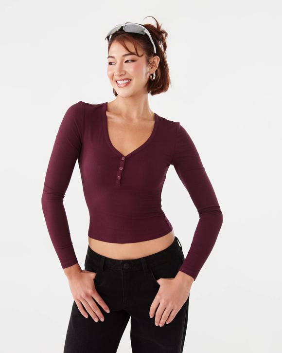 Long Sleeve Henley Top