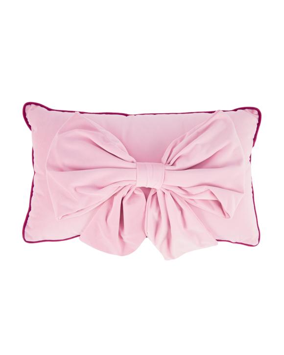 Velvet Bow Cushion - Pink