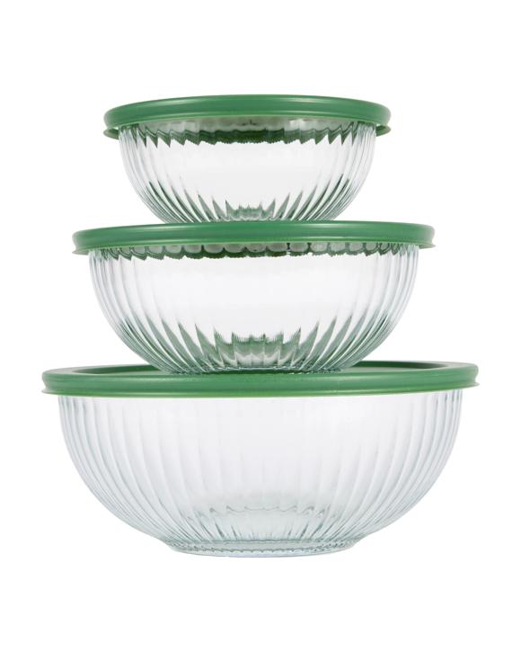 Set of 3 Glass Bowls with Lid