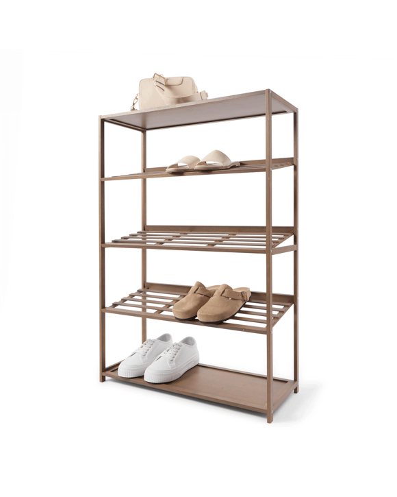 5 Tier Walnut Look Shoe Rack