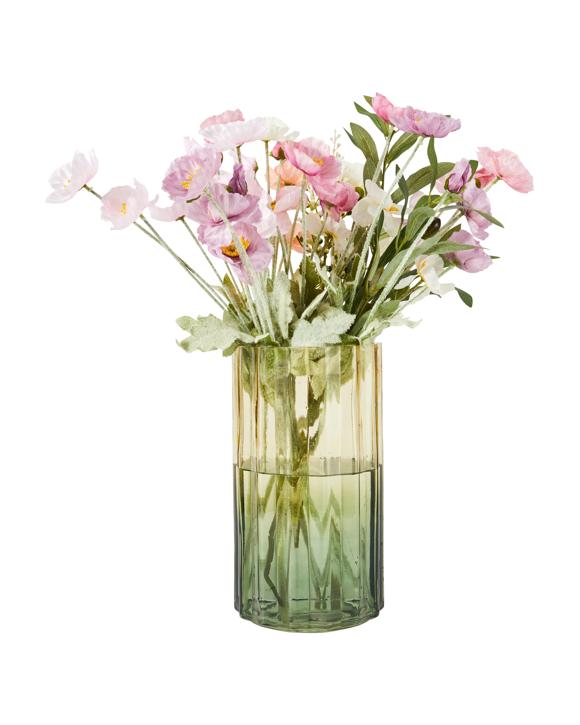 Green Wavy Ombre Glass Vase