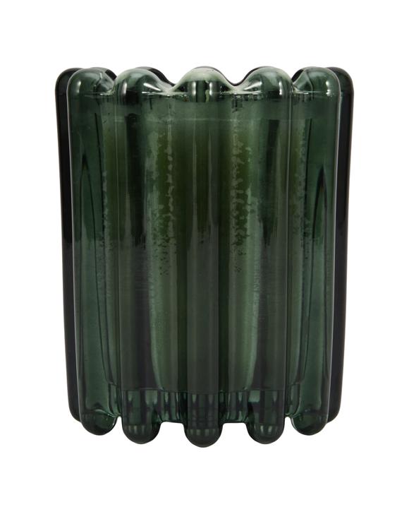 Amber Woods Ribbed Glass Candle