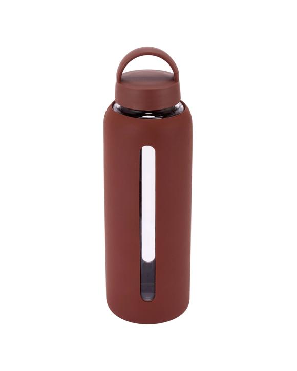1L Glass Drink Bottle with Silicone Wrap - Chocolate