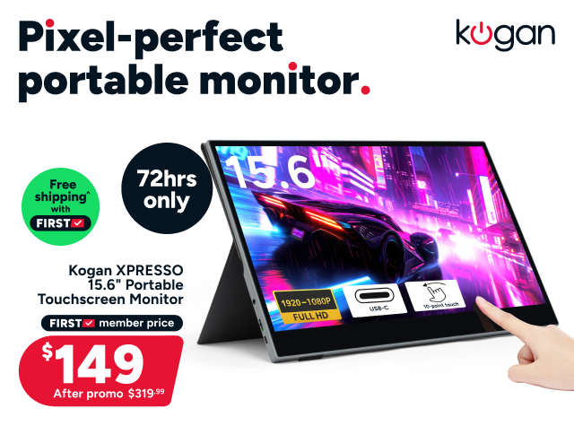 Kogan XPRESSO 15.6" Full HD IPS USB-C Portable Touchscreen Monitor (1920 x 1080)