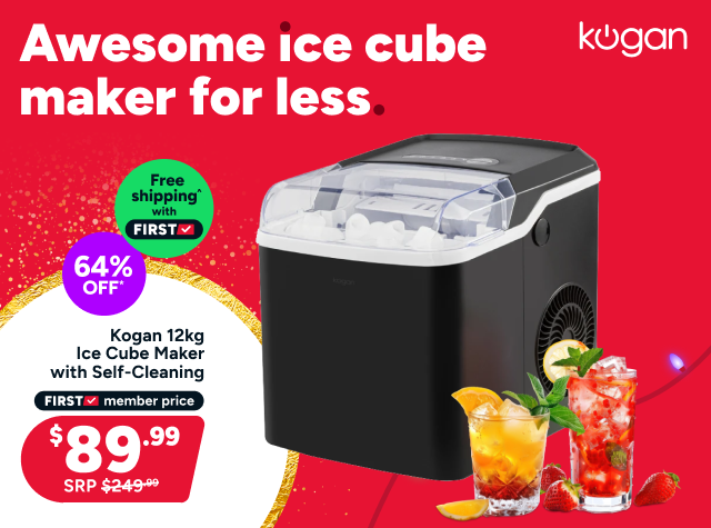 Kogan 12kg Ice Cube Maker with Self-Cleaning (Black)